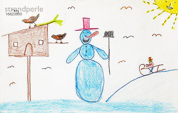 Kinderzeichnung eines Schneemanns