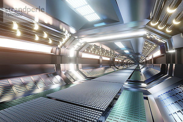 3D gerenderte Illustration eines Science-Fiction-Raumschiffs