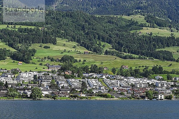 Überbauung Wohnsiedlung mit Seeanstoß Vierwaldstättersee  Küssnacht am Rigi  Schweiz  Europa