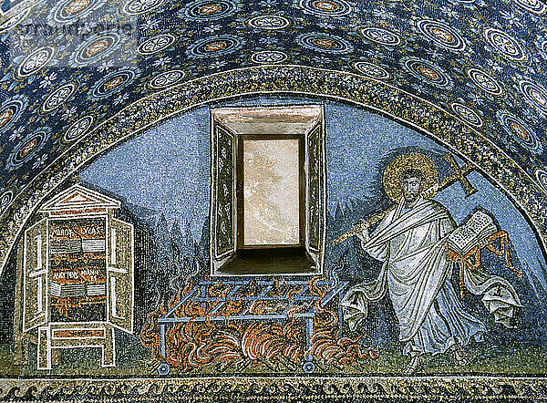 Italien. Ravenna. Mausoleum der Galla Placidia  5. Jahrhundert. Mosaik. Martyrium des Heiligen Laurentius. Mosaik.