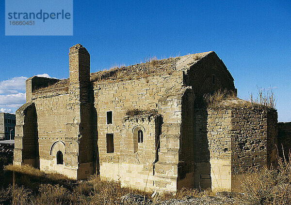 Spanien. Katalonien. Provinz Lleida. Templerburg von Gardeny. 12. Jahrhundert. Ruinen.