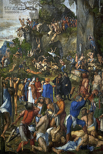 Albrecht Dürer (1471-1528). Deutscher Maler der Renaissance. Das Martyrium der Zehntausend  1508. Kunsthistorisches Museum. Wien. Österreich.