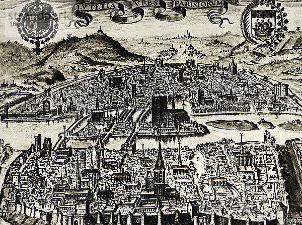 Frankreich. Paris. Überblick über die Stadt. Spätes 16. Jahrhundert.