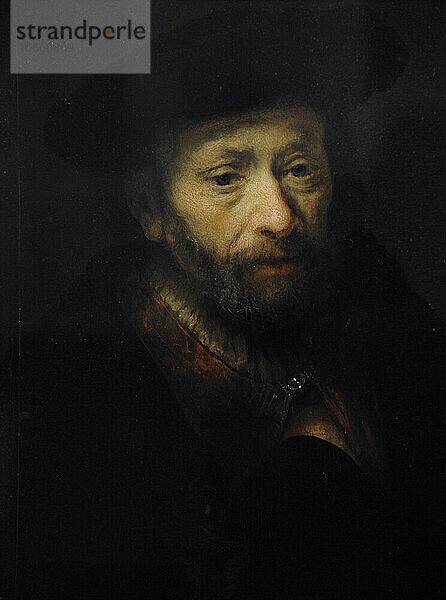 Rembrandt Harmenszoon van Rijn (1606-1669). Niederländischer Maler. Porträt eines bärtigen alten Mannes  1643. Öl auf Tafel. Staatliches Eremitage-Museum. Sankt Petersburg. Russland.