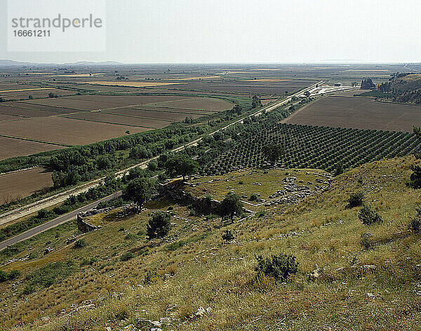 Türkei. Priene. Antike griechische Stadt in Ionien. Unteres Gymnasium  130 v. Chr. Ruinen. Szenerie. Anatolien.