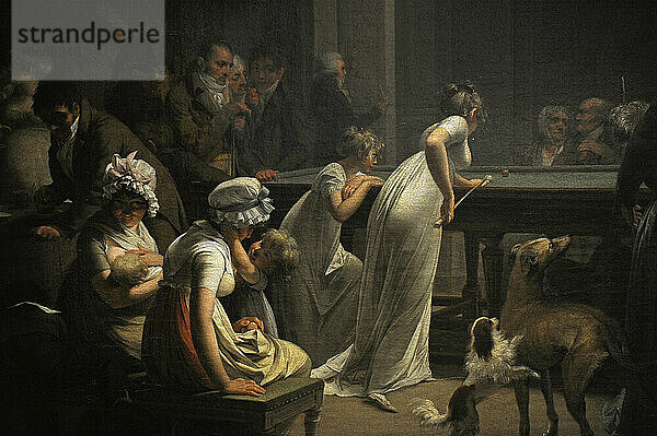 Louis Leopold Boilly (1761-1845). Französischer Maler. Billardspiel  1807. Ausschnitt. Öl auf Leinwand. Staatliches Eremitage-Museum. Sankt Petersburg. Russland.