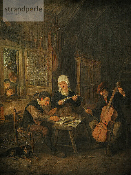 Adriaen van Ostade (1610-1685). Niederländischer Maler. Ländliche Musikanten  1645. Staatliches Eremitage-Museum. Sankt Petersburg. Russland.