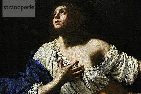 Artemisia Gentileschi (1597-1652). Italienische Malerin. Maria Magdalena  Büßerin  ca. 1640. Detail. Nationalgalerie. Oslo. Norwegen.