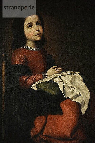 Francisco Zurbaran (1598-1664). Spanischer Barockmaler. Kindheit der Jungfrau. 1658-1660. Staatliches Eremitage-Museum. Sankt Petersburg. Russland.