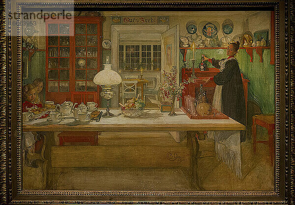 Carl Larsson (1853-1919). Schwedischer Maler. Vorbereiten auf ein Spiel  1901. Nationalmuseum. Stockholm. Schweden.