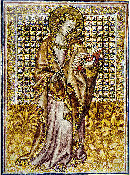 Johannes der Apostel. Miniatur eines Gebetbuchs. Conde-Museum. Chantilly. Frankreich.