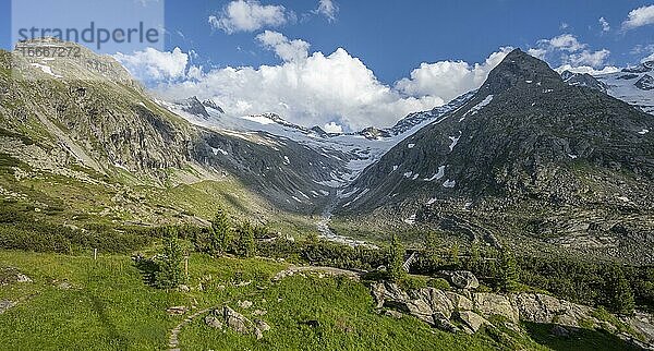 Berge am Berliner Höhenweg  Berggipfel Steinmandl  Gletscher Hornkees  Zillertaler Alpen  Zillertal  Tirol  Österreich  Europa