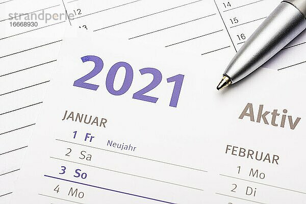 Terminkalender  1. Januar 2021  Neujahr  Deutschland  Europa