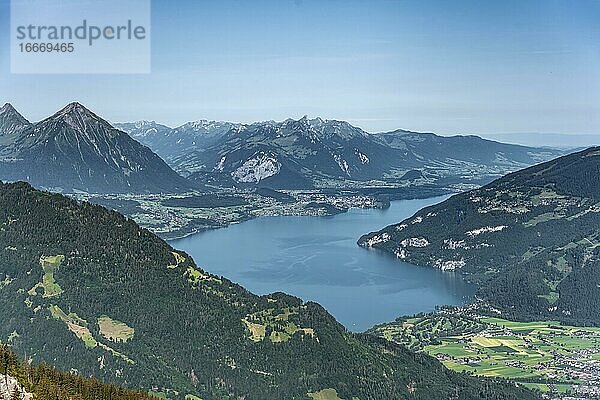 Ausblick von der Schynige Platte  Thunersee  Berner Oberland  Schweiz  Europa
