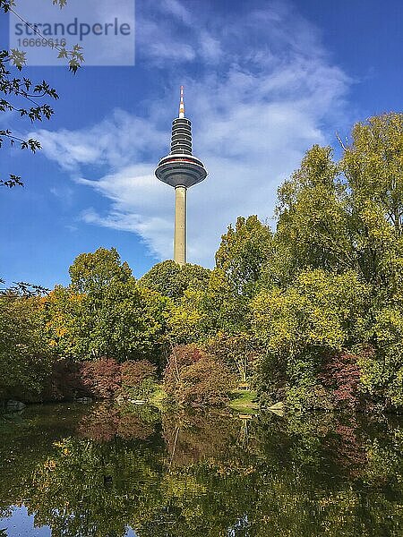 Europaturm  Ginnheimer Spargel  im Herbst  Bundesbankpark  Frankfurt am Main  Hessen  Deutschland  Europa