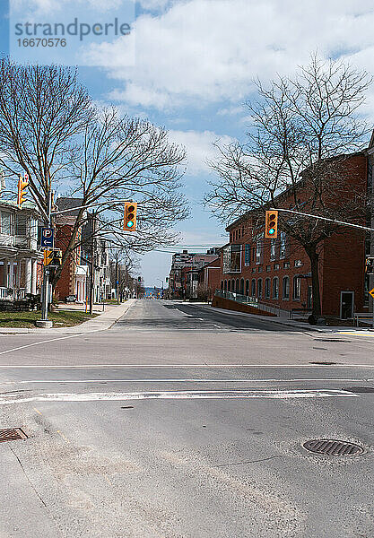 Leere Straßen in Kingston  Ontario  während der Pandemie Covid 19.