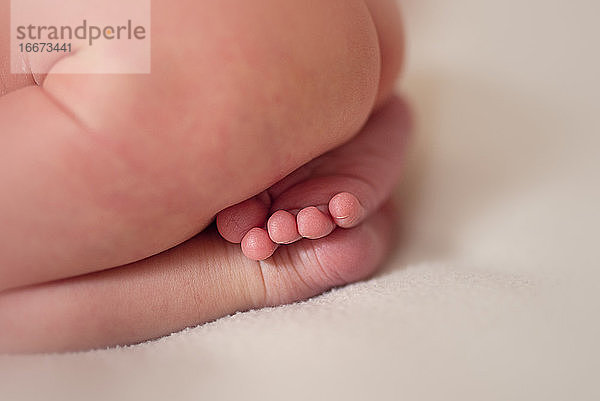 Detail von neugeborenen Zehen und kleinen Füßen
