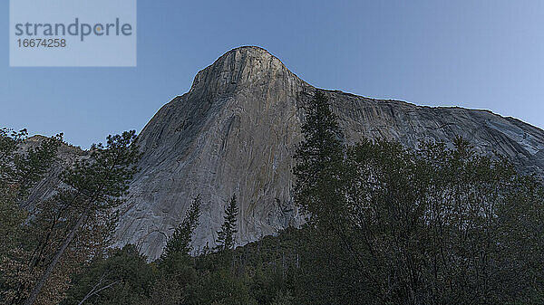 El Capitan im Yosemite bei Sonnenaufgang von El Cap Meadow im Herbst