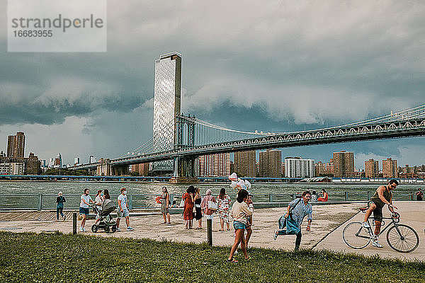 Krone am Brookyln Bridge Park vor dem Sturm.