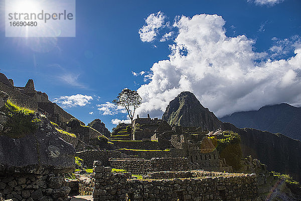 Erhöhte Ansicht der Inka-Ruinen  Machu Picchu  Cusco  Peru  Südamerika