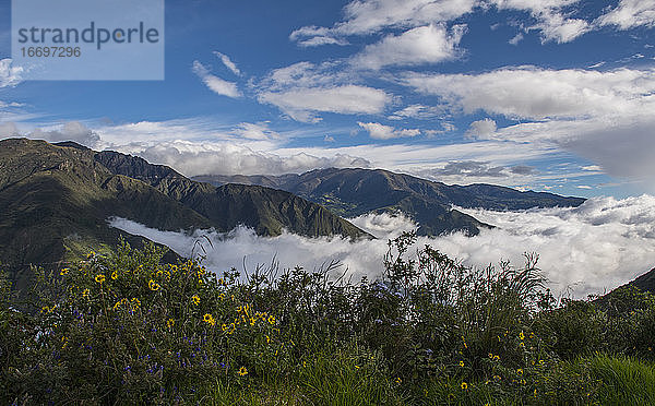 Wolkenbildung in einem Tal in der Nähe des Cotopaxi  Bellavista  Ecuador