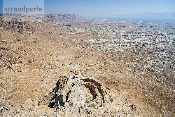 Israel  Überreste des antiken Palastes auf der Festung Masada in der Nähe des Toten Meeres