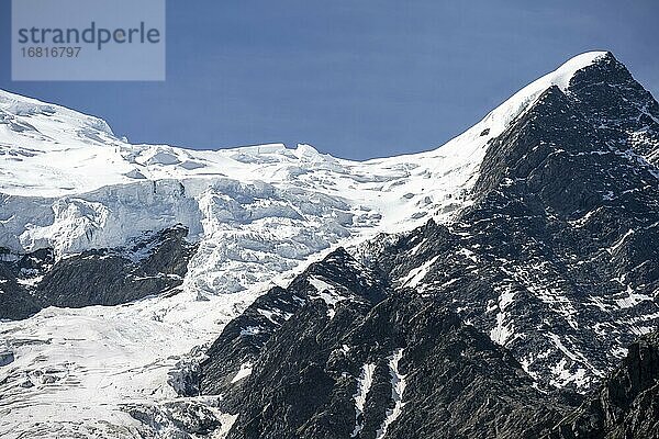 Aiguille du Goûter  Gletscherzunge  Glacier de Taconnaz  Chamonix  Haute-Savoie  Frankreich  Europa
