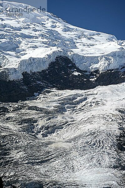 Gletscher am Berghang  Glacier de Taconnaz  Chamonix  Haute-Savoie  Frankreich  Europa