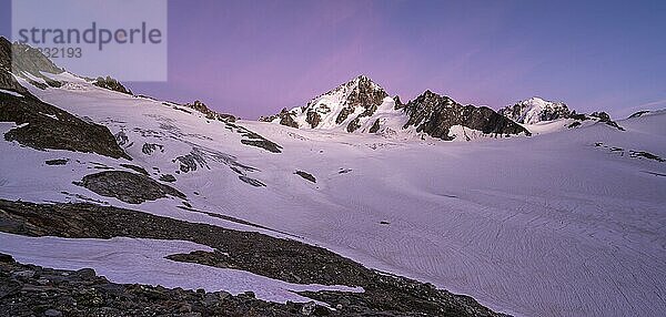 Abendstimmung  Glacier du Tour  Gletscher und Berggipfel  Hochalpine Landschaft  Mitte Aiguille du Chardonnet   Chamonix  Haute-Savoie  Frankreich  Europa