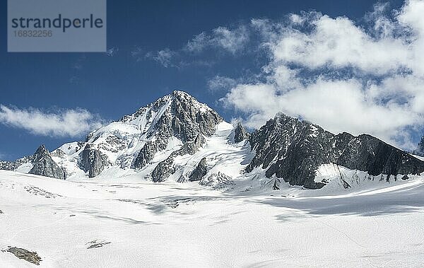 Glacier du Tour  Gletscher und Berggipfel  hochalpine Landschaft  Gipfel des Aiguille de Chardonnet  Chamonix  Haute-Savoie  Frankreich  Europa