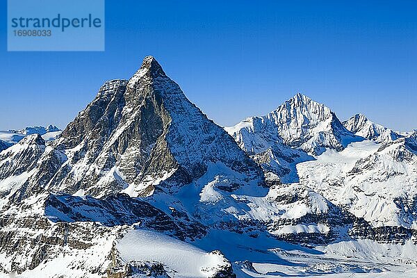 Alpen  Aussicht Klein Matterhorn  Matterhorn  4478 (m)  Dent blanche  4357 m  Wallis  Schweiz  Europa