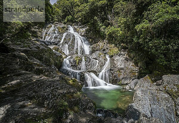 Wasserfall Fantail Falls  Makarora River  Wanaka  Westcoast  Südinsel  Neuseeland  Ozeanien