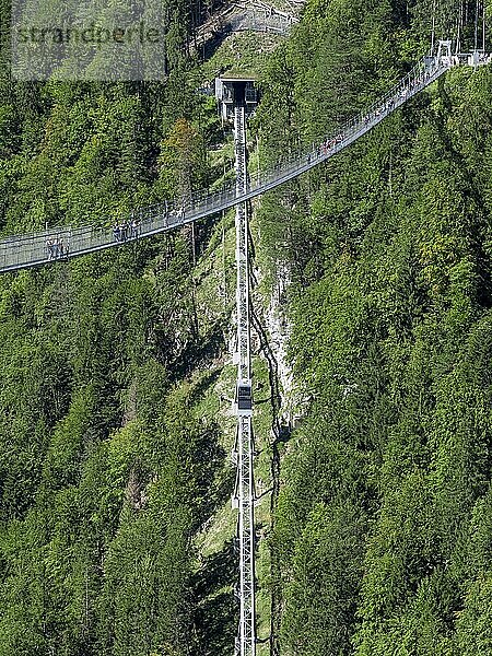 Fußgänger Hängebrücke highline179 und Schrägaufzug Ehrenberg Liner  Reutte  Tirol  Österreich  Europa