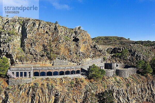 Aussichtspunkt Mirador Ermita del Santo nahe Arure  Valle Gran Rey  Drohnenaufnahme  La Gomera  Kanaren  Spanien  Europa