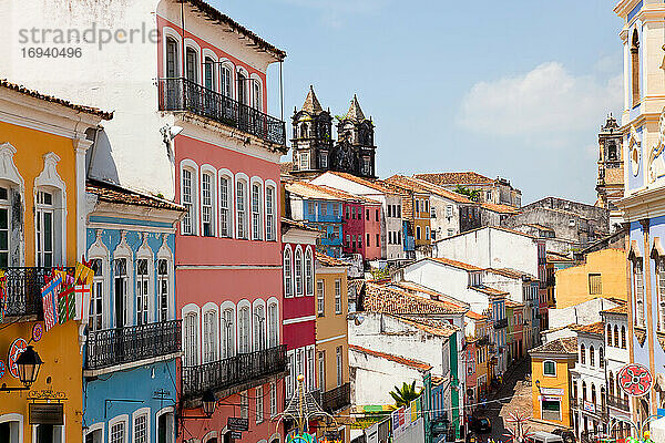 Bunte Häuser in Pelourinho  Salvador  Bahia  Brasilien.