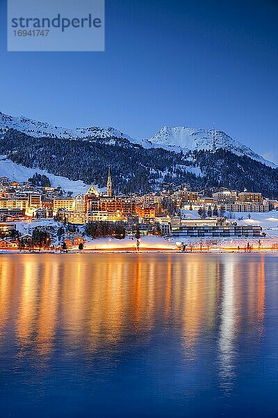 St. Moritz und St. Moritzersee  Graubünden  Schweiz  Europa