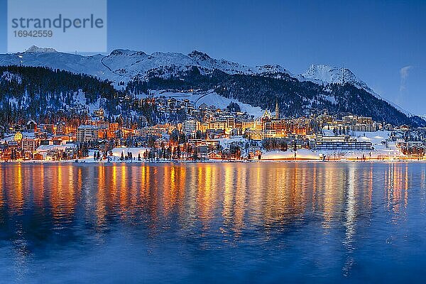 St. Moritz und St. Moritzersee  Graubünden  Schweiz  Europa