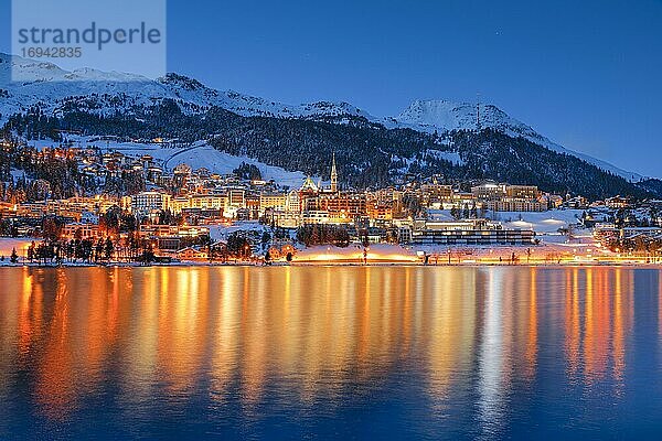 St. Moritz und St. Moritzersee  Graubünden  Schweiz  Europa