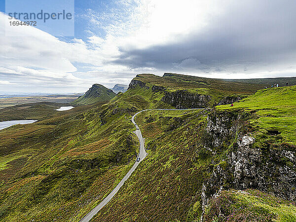 Berglandschaft  Quiraing Erdrutsch  Isle of Skye  Innere Hebriden  Schottland  Vereinigtes Königreich  Europa