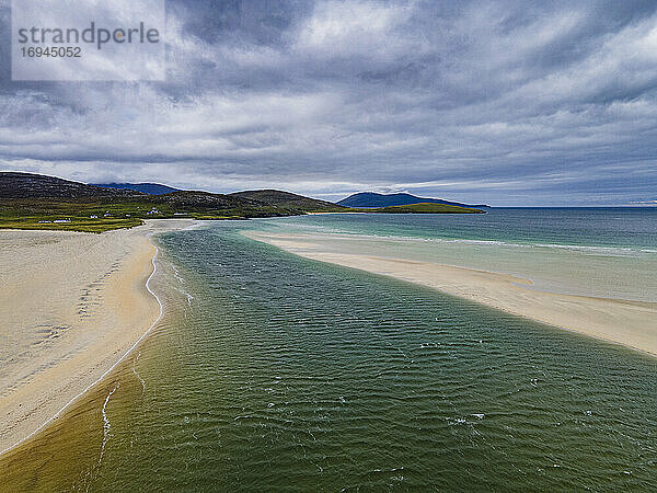 Luftaufnahme von Luskentyre Beach  Isle of Harris  Äußere Hebriden  Schottland  Vereinigtes Königreich  Europa