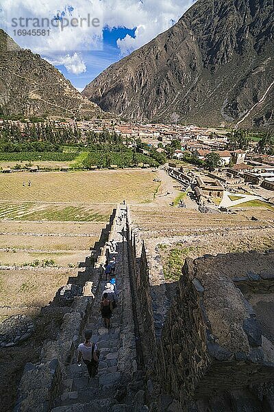 Inka-Ruinen von Ollantaytambo  Heiliges Tal der Inkas (Urubamba-Tal)  in der Nähe von Cusco  Peru