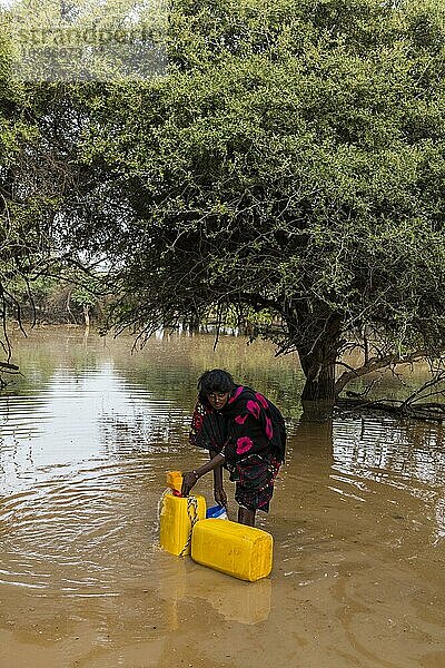 Frau holt Wasser in Kanistern  Niger  Afrika