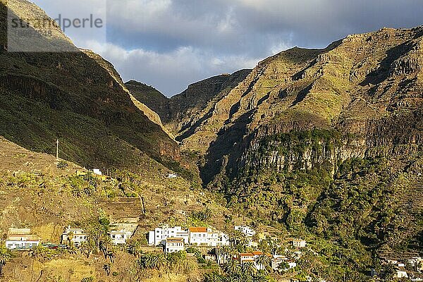 Lomo del Balo im Abendlicht  Valle Gran Rey  La Gomera  Kanaren  Spanien  Europa