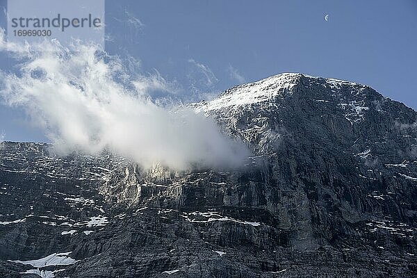 Berggipfel  Eiger und Eiger-Nordwand  Jungfrauregion  Grindelwald  Bern  Schweiz  Europa
