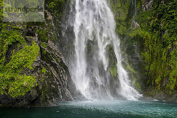 Stirling Falls im Milford Sound im Fiordland National Park  Southland  Südinsel  Neuseeland