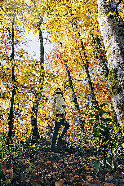 Junge Frau im Herbstwald