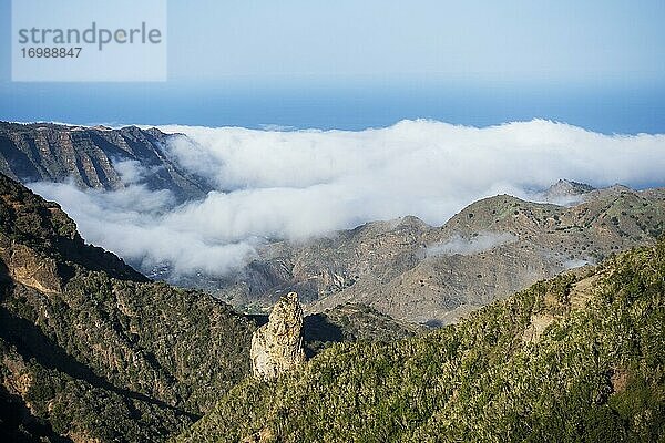 Felsnadel Espigón de Ibosa  Nationalpark Garajonay  bei Hermigua  La Gomera  Kanaren  Spanien  Europa