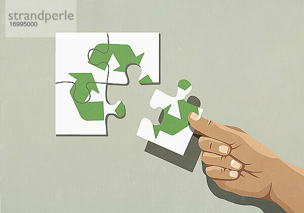 Handveredelung Recycling-Symbol-Puzzle mit fehlendem Stück