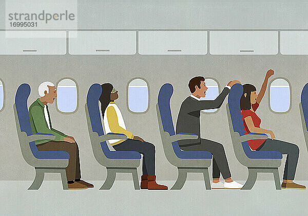 Menschen  die dem Flugzeug zujubeln