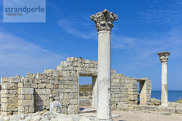 Ruinen der antiken Stadt Chersoness  antikes Theater  Sewastopol  Krim  Ukraine  Europa